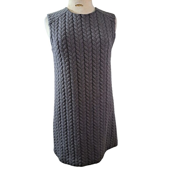 Cynthia Rowley Braided Cable Knit Dress Womens Size M Sleeveless Gray Preppy - Picture 1 of 6